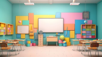 Colorful and creative classroom with lots of bright colors and fun learning materials.
