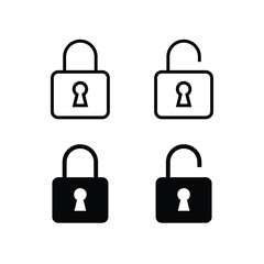 Padlock icon template. Lock icon Silhouette padlock for applications, sites. Private access, restricted access. Security symbol vector sign isolated on white