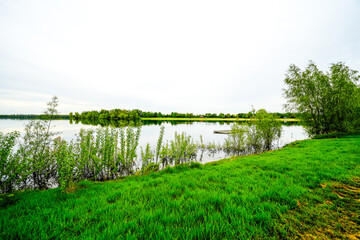 Auesee near Wesel. Landscape by the lake.
