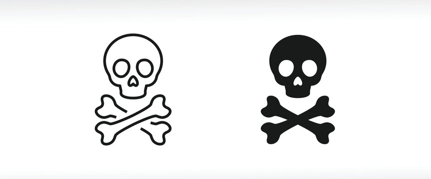 Skull and crossbones icon. icons button, vector, sign, symbol, logo, illustration, editable stroke, flat design style isolated on white linear pictogram