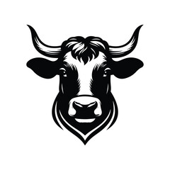 Black and white cow logo, icon, symbol, horn, bull, mammal animal