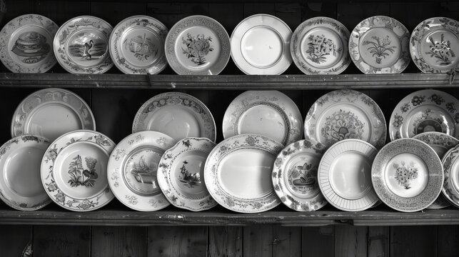 plates on the shelf, picture taken with nikon z8 @f8 with 24-70mm, --ar 16:9 --stylize 300 Job ID: 3953d7e8-19bf-4e62-a314-a6a073cb460a