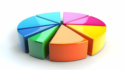 A Colorful Financial Pie Chart Isolated on White Background   Symbolizing Financial Analysis, Investment, and Economic Trends in 3D Flat Cartoon Style   Ideal for Finance, Investme