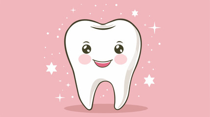 Cute tooth Cartoon dental caries style vector