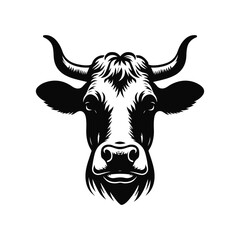 Black and white cow logo, icon, symbol, horn, bull, mammal animal