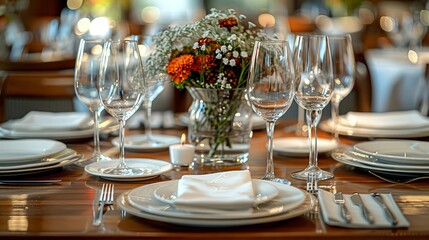 table setting at the restaurant, celebration, occasion, romantic 