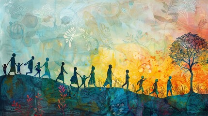 Illustrating the journey from trauma to healing. symbolic images of struggle and resilience