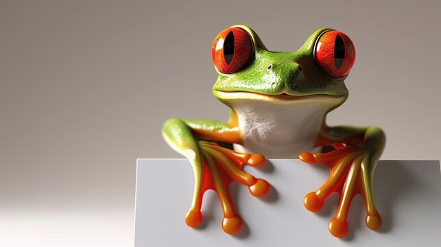 A cute red-eyed green frog. Animal tropical exotic amphibian