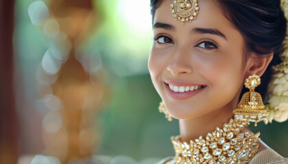 Young beautiful Indian woman wearing jewelry