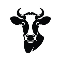 Black and white cow logo, icon, symbol, horn, bull, mammal animal