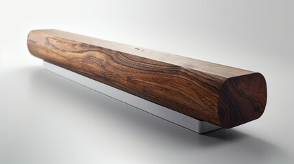 A wooden object with a silver base