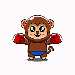 cute vector design illustration of a boxer monkey mascot