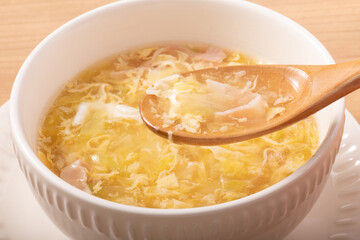 白菜とベーコンのあんかけ卵スープ