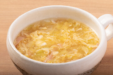 白菜とベーコンのあんかけ卵スープ