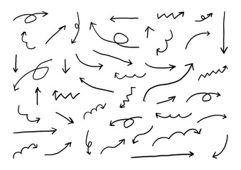 シンプルな手描きの矢印　素材セット