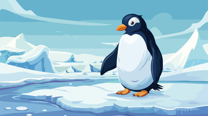 Fat Penguin cartoon on ice style vector design