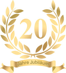 Laurels in vector for the 20 years jubilee with text in German	