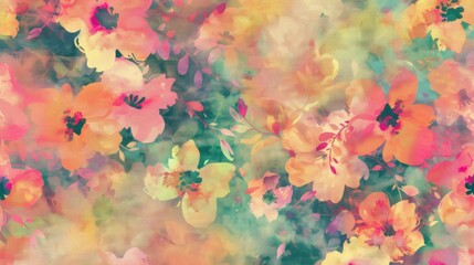 Floral Watercolor Surface Pattern Art in Multicolored Textures for Pillow Purses and Wallpaper