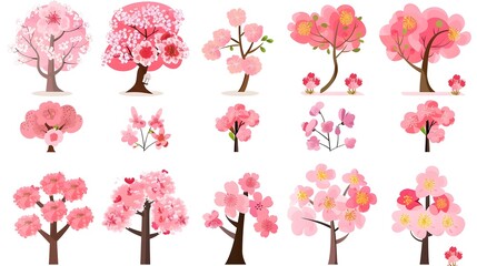 Vibrant Cherry Blossom Trees in Blooming Spring Landscape