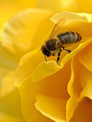 Close-up of bee on yellow rose