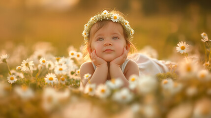 Adorable baby girl in a photoshoot with cute outfits and playful expressions