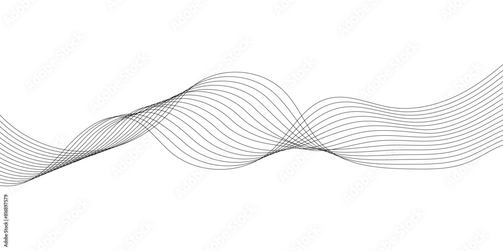 Wall mural technology and business wave lines on transparent background. vector curve wave line seamless patter
