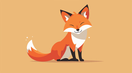Funny red fox flat style style vector design illustration