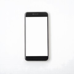 Mobile phone with blank screen in a white background