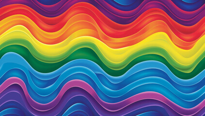 Pride Day themed rainbow wave background in the style of a vector graphic design, Generative AI