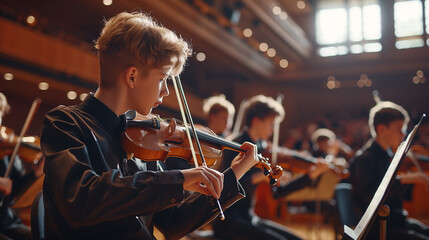 Fototapeta premium A refined image of young musicians performing passionately