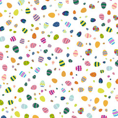 Happy Easter pattern. Easter eggs with different textures. Spring holiday. Vector Illustration isolated. Happy easter eggs.