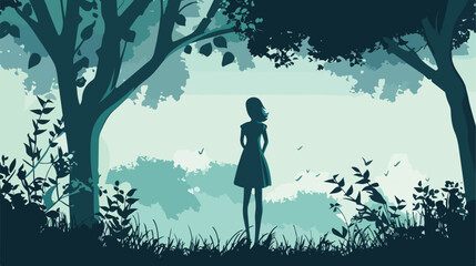 Girl standing background with tree background style