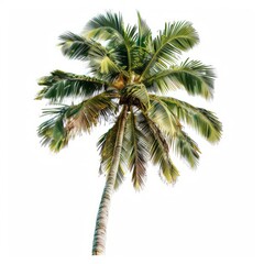 Crown of a palm tree of coconut isolated on white background