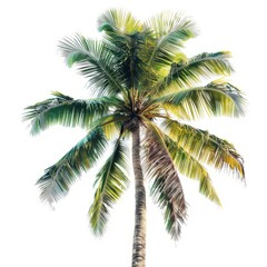 Crown of a palm tree of coconut isolated on white background