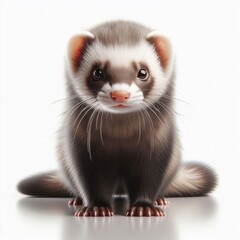 ferret on white background