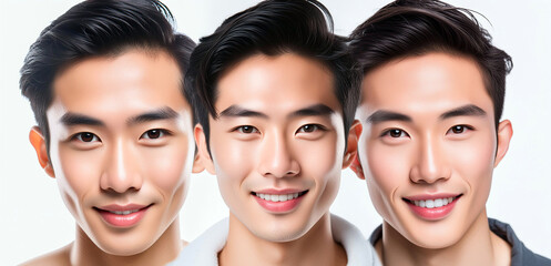 Obraz premium 한국의 전형적인 젊은 남성 3인의 얼굴-Faces of three typical young Korean men