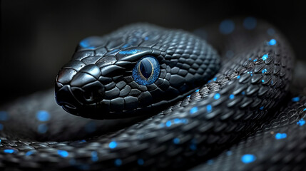 close up of a blue snake