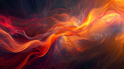 Fototapeta premium Wave magic orange gold summer background, Abstract fire flame light on black background, bright abstract background of glowing weaves of orange lines on a dark background, design 
