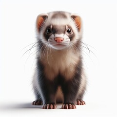 ferret on white background