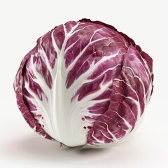 A red cabbage placed on a plain white background