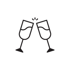 Champagne Glasses icon design with white background stock illustration