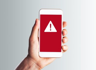 scam alert system, red screen on phone