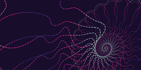 Vector colored spiral. Twisted abstract wireframe tunnel.