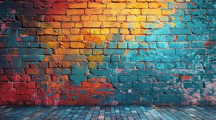 Fototapeta premium brick wall with a piece of street art that has become a symbol of the community or neighborhood, representing the shared identity and values of the residents.illustration image