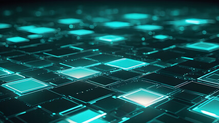 Futuristic Glowing Abstract Digital Concept: Geometric Patterns and Connectivity in Teal