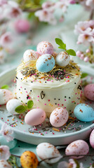 Obraz premium Easter cake on a serving plate
