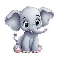 cartoon cute elephant isolated on white