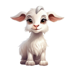 cartoon cute goat isolated on white