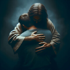 Jesus comforting man
