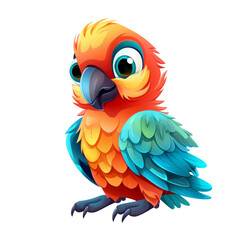 cartoon cute parrot isolated on white